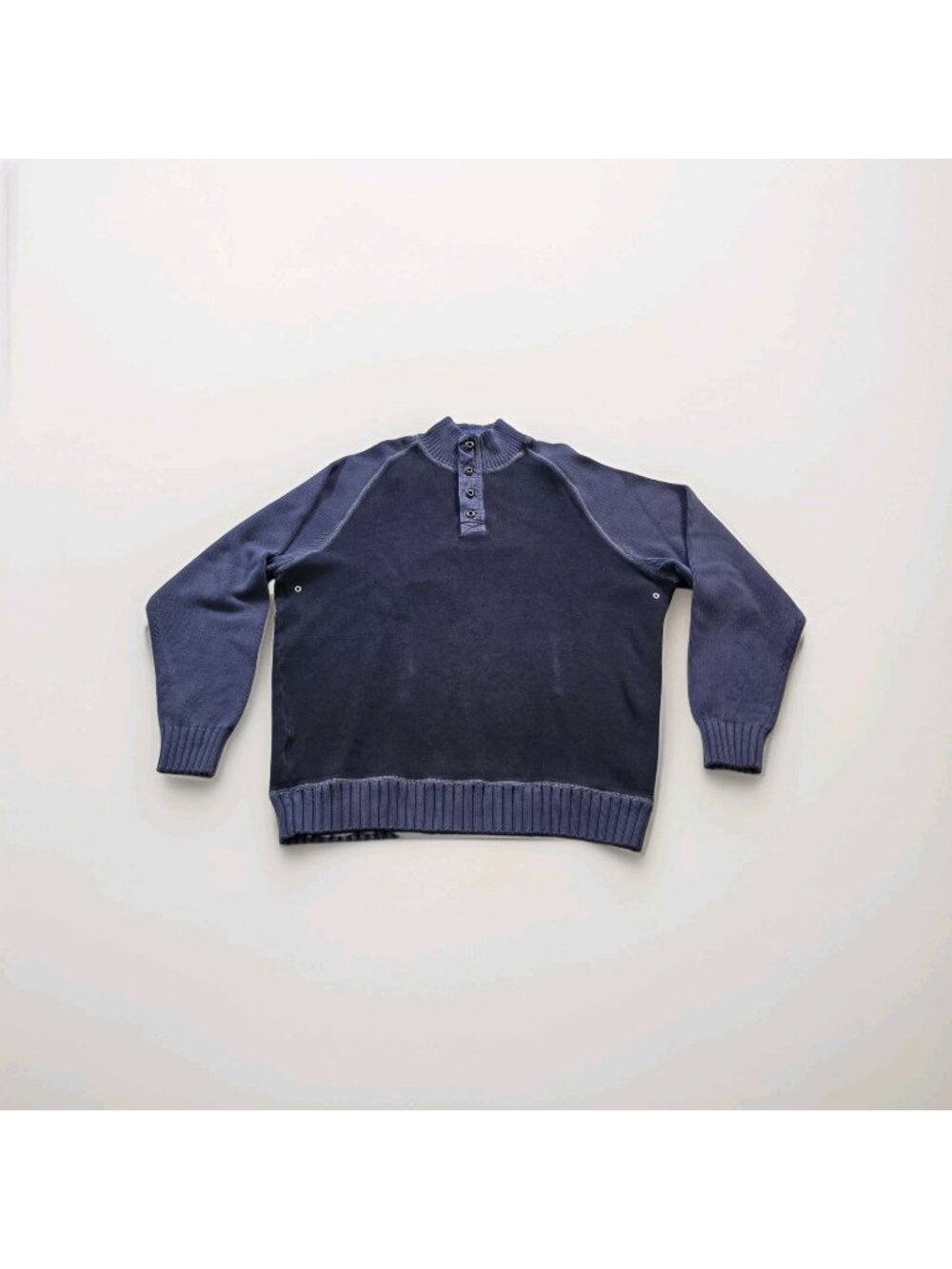 Tommy Bahama Colorblock Henley Pullover Sweater Men M Indigo Navy Mock Neck Edgy